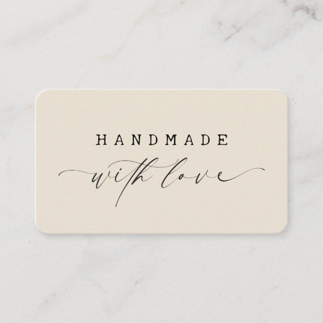 Tarjeta De Visita Minimal Handmade with Love Script Custom Logo  (Anverso)