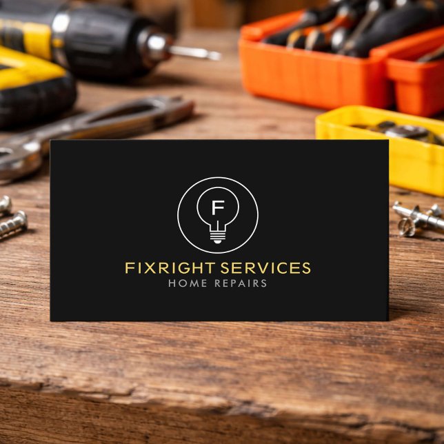 Tarjeta De Visita Minimal Handyman Services Logo Black (Subido por el creador)