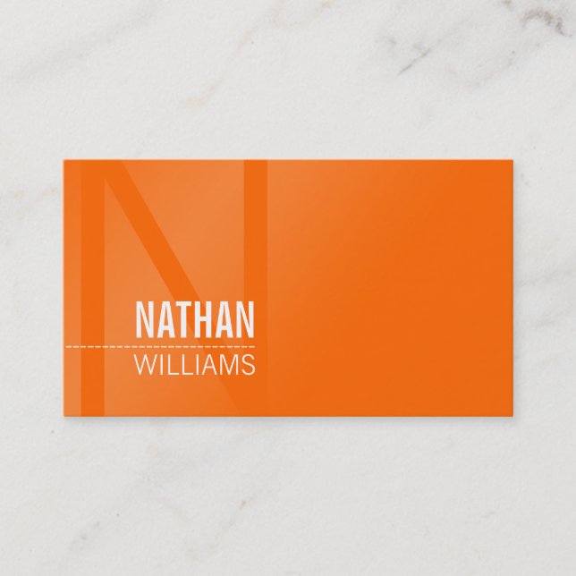Tarjeta De Visita MINIMAL inicial simple moderno fresco naranja bril (Anverso)