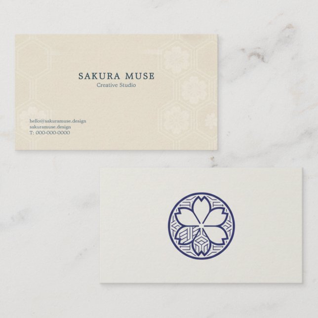 Tarjeta De Visita Minimal Japanese Kamon Business Card – Modern  (Anverso / Reverso)