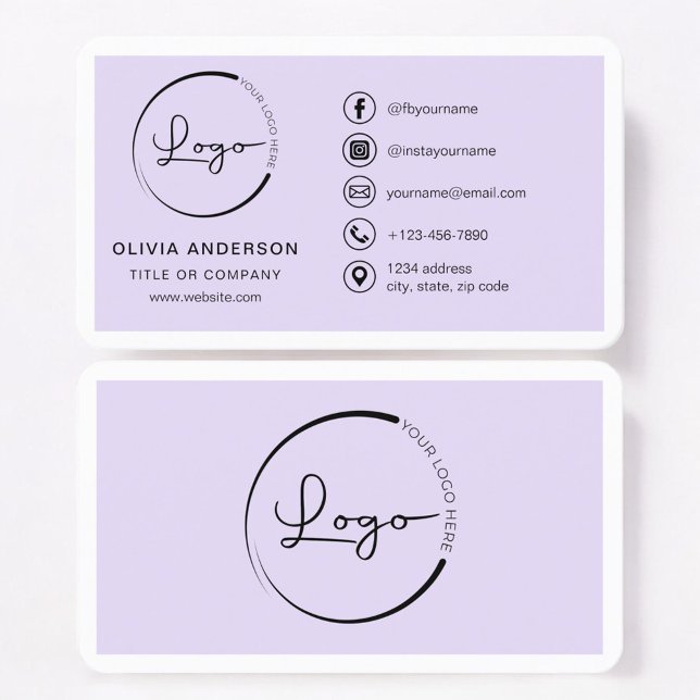 Tarjeta De Visita Minimal Lilac Purple Business Branding (Subido por el creador)