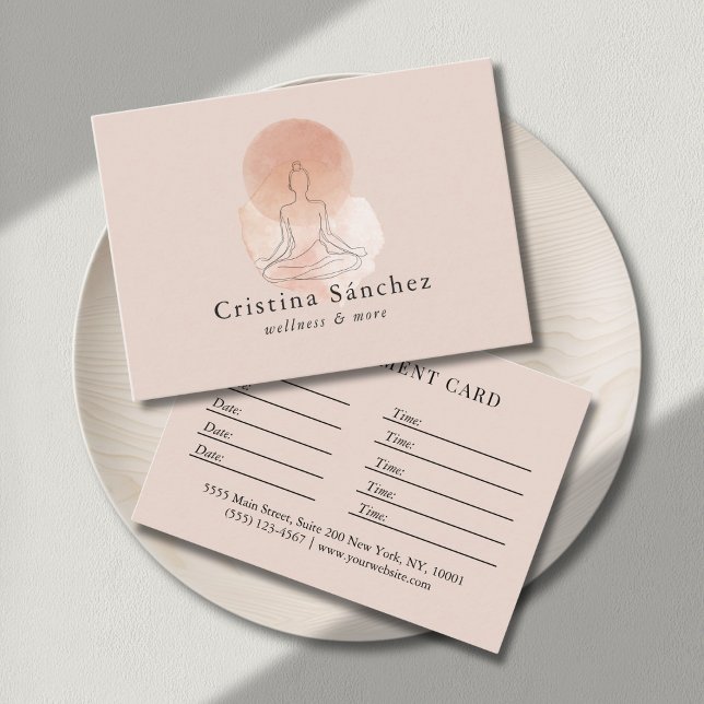 Tarjeta De Visita Minimal Line Art Woman Yoga Meditation  (Minimal Line Art Woman Yoga Meditation Business Card)