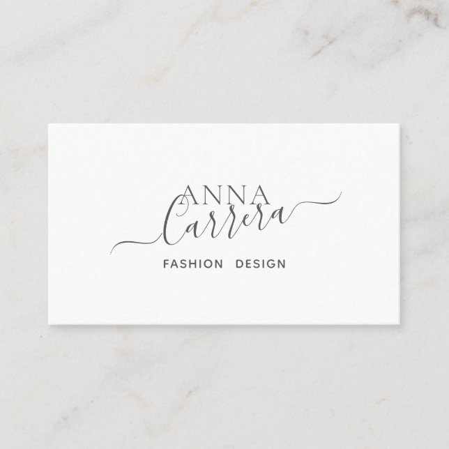 Tarjeta De Visita Minimal Luxury Boutique Black White Caligraphy (Anverso)