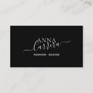Tarjeta De Visita Minimal Luxury Boutique Black White Caligraphy
