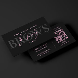 Tarjeta De Visita Minimal Luxury Brow Artist Rosa Negro