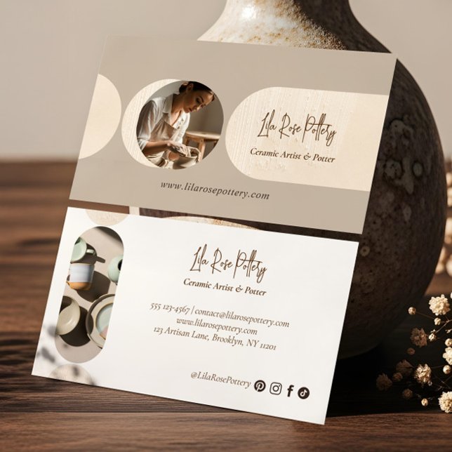 Tarjeta De Visita Minimal Modern Abstract Photo Handmade Pottery (Minimal Modern Abstract Photo Handmade Pottery Business Card)