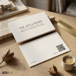 Tarjeta De Visita Minimal Modern Architect | QR Code Warm White