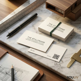 Tarjeta De Visita Minimal Modern Architect | QR Code Warm White