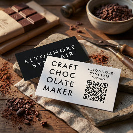 Tarjeta De Visita Minimal Modern Craft Chocolate Maker Qr Code