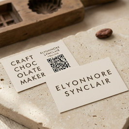 Tarjeta De Visita Minimal Modern Craft Chocolate Maker Qr Code
