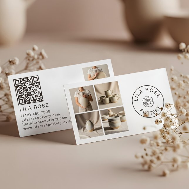 Tarjeta De Visita Minimal Modern Photo Collage Pottery Professional (Minimal Modern Photo Collage Pottery Professtional Business Card)