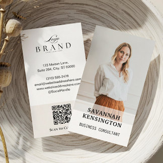 Tarjeta De Visita Minimal Modern Professional Photo Company Logo QR