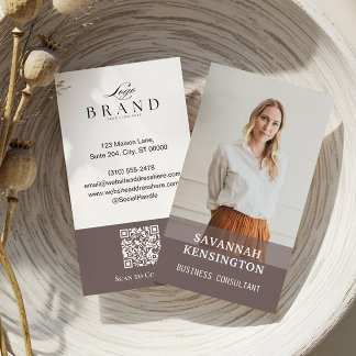 Tarjeta De Visita Minimal Modern Professional Photo Company Logo QR