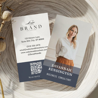 Tarjeta De Visita Minimal Modern Professional Photo Company Logo QR