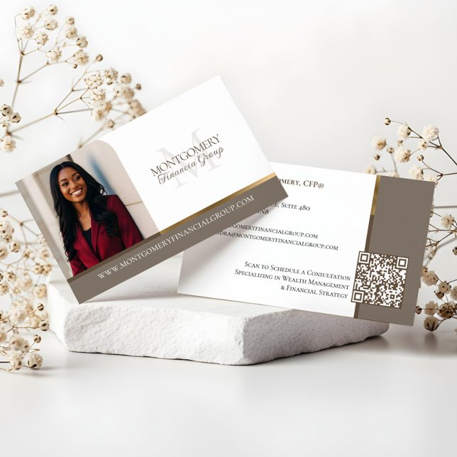 Tarjeta De Visita Minimal Monogram Financial Professional Photo Lux (Minimal Monogram Financial Professional Photo Lux Business Card)