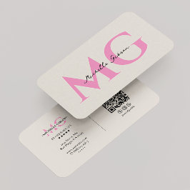 Tarjeta De Visita Minimal Monogram Sand Pink Initials Beauty
