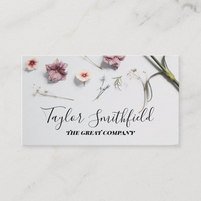 Tarjeta De Visita Minimal Pastel Florals (Anverso)