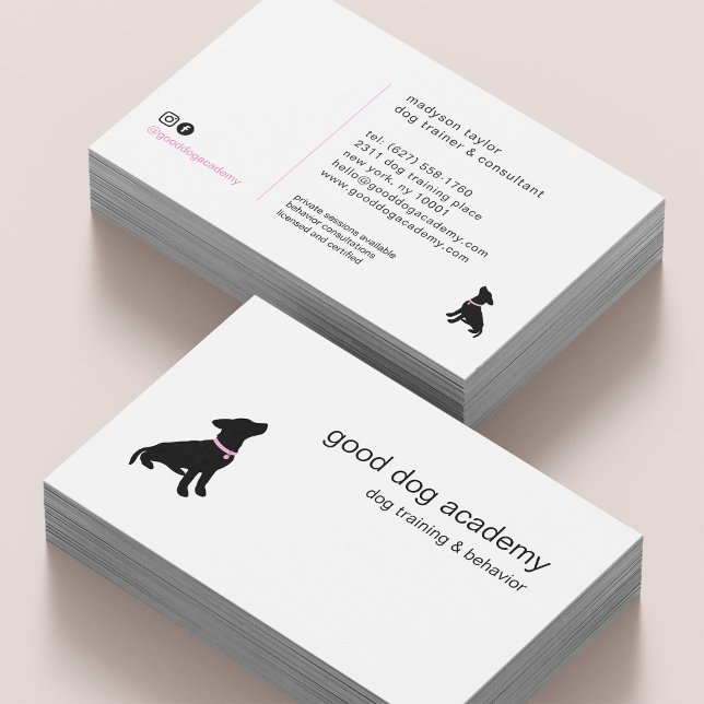 Tarjeta De Visita Minimal Pet Silhouette Dog Training (Subido por el creador)