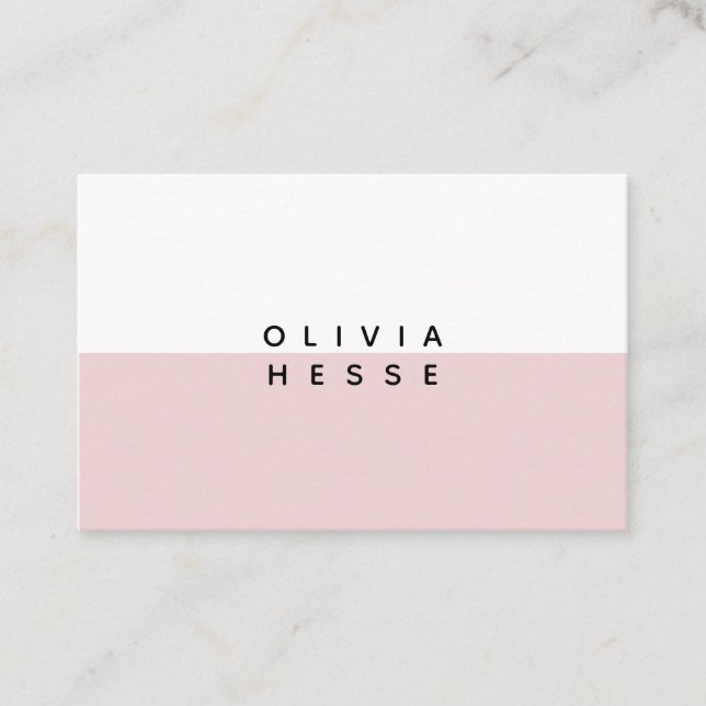 Tarjeta de visita Minimal Pink White Business Card (Anverso)