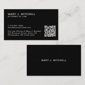 Tarjeta De Visita Minimal Professional QR Code Black