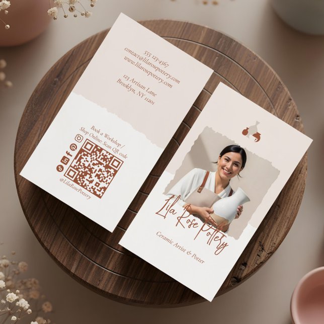Tarjeta De Visita Minimal Rustic Organic Handmade Pottery Design  (Minimal Rustic Organic Handmade Pottery Design Business Card)