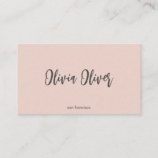 Tarjeta De Visita Minimal Script Calligraphy Blush Pink Chic Modern (Anverso)