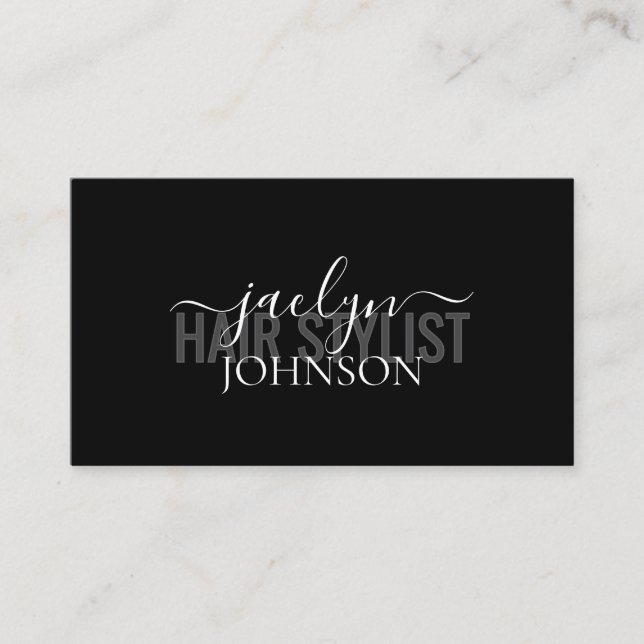 Tarjeta De Visita Minimal Script Calligraphy White Gray Black Custom (Anverso)