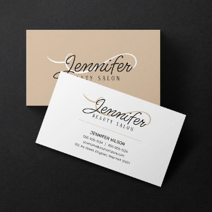 Tarjeta De Visita Minimal Simple Blanco Salón de Belleza Estético