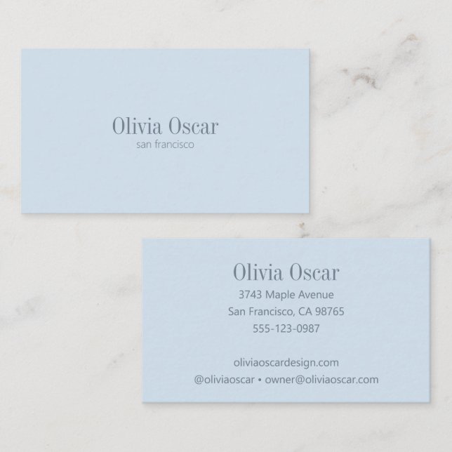 Tarjeta De Visita Minimal Simple Soft Blue Modern Professional (Anverso / Reverso)