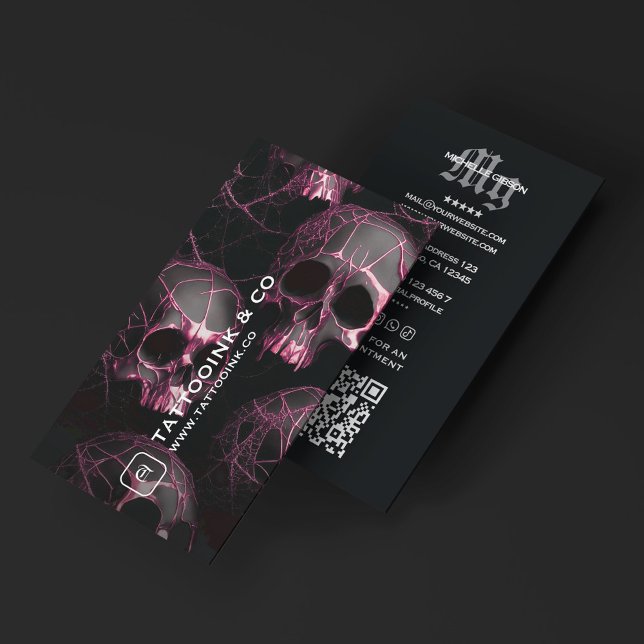 Tarjeta De Visita Minimal Tattoo Artist Skull Tattooist Logo Black  (Minimal Tattoo Artist Skull Tattooist Logo Black Business Card
)