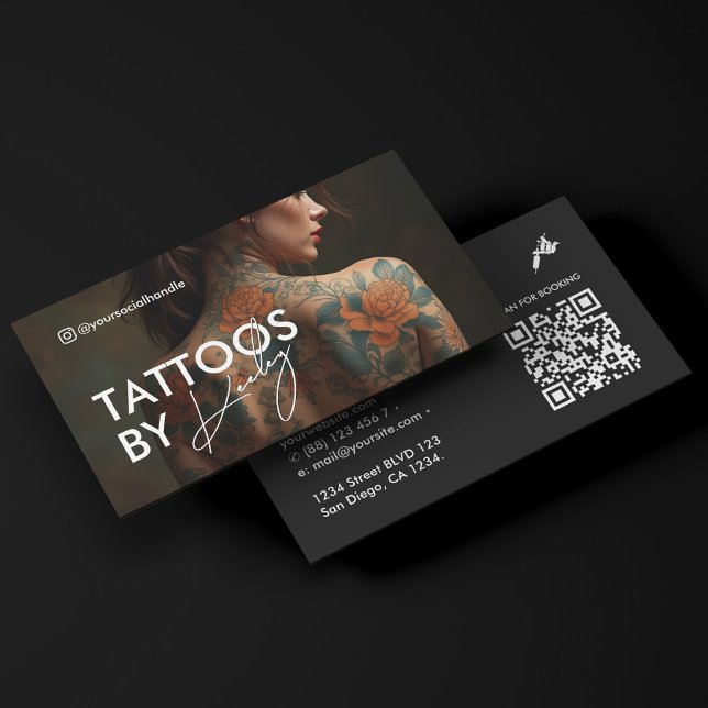 Tarjeta De Visita Minimal Tattoo Artist Tattooist Full Photo Qr Code (Minimal Tattoo Artist Tattooist Full Photo Qr Code Business Card
)