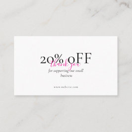 Tarjeta De Visita Minimal Thank You QR Discount Card Blush Pink