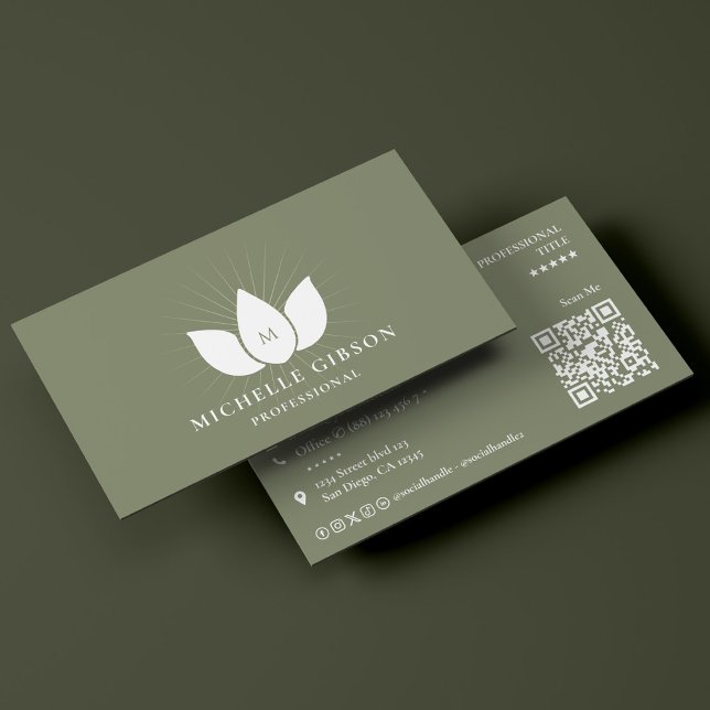 Tarjeta De Visita Minimal Therapist Massage Wellness Spa Sage Lotus (Minimal Therapist Massage Wellness Spa Sage Lotus Business Card
)