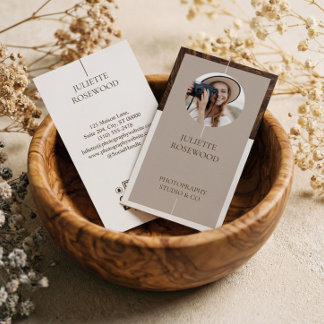 Tarjeta De Visita Minimal Woodgrain Photo Photography Professional