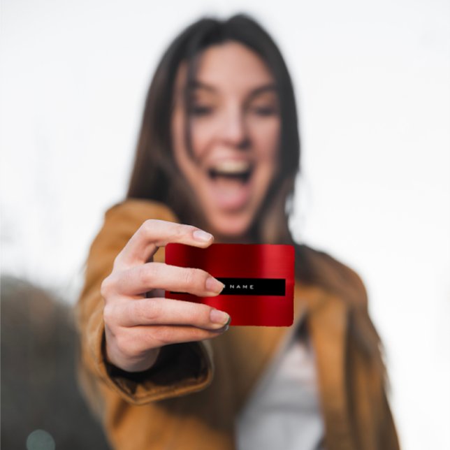 Tarjeta De Visita Minimalismo Círculos dorados Delicados Vip de acer (Minimalism Golden Circles Delicate Red Steel Vip Business Card)