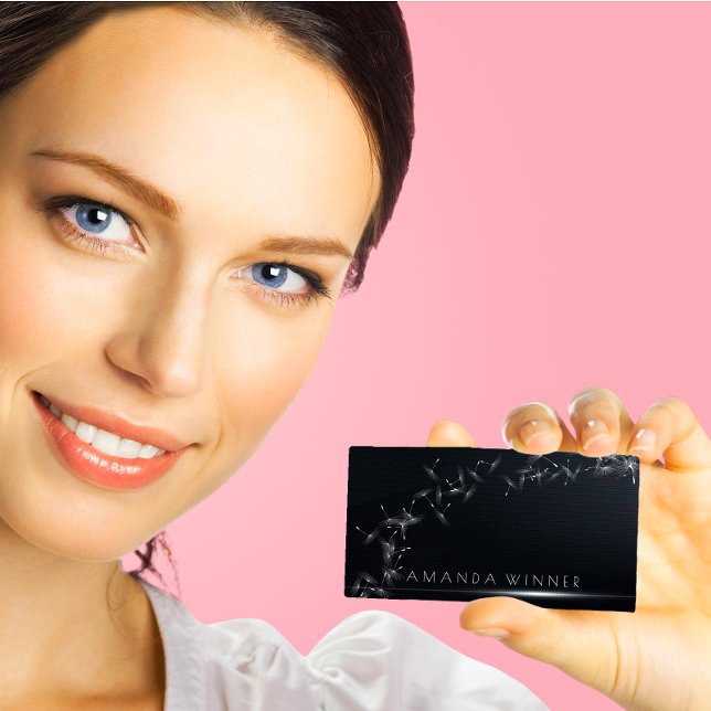 Tarjeta De Visita Minimalismo Dandelion Confetti Black Glam Vip (Minimalism Dandelion Confetti Black Glam Vip Business Card)