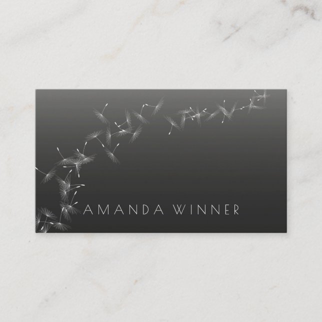 Tarjeta De Visita Minimalismo Dandelion Confetti Gray Black Glam Vip (Anverso)