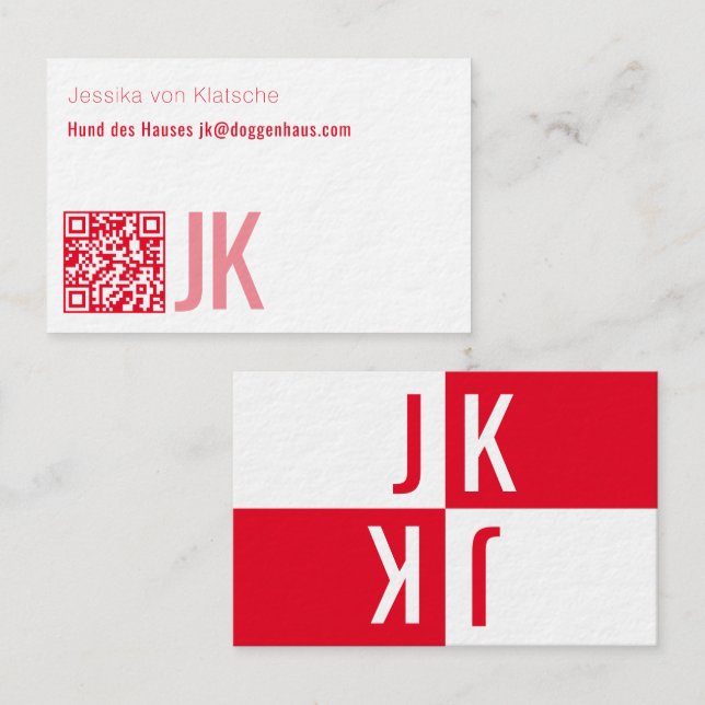 Tarjeta De Visita minimalismo en código QR rojo (Anverso / Reverso)