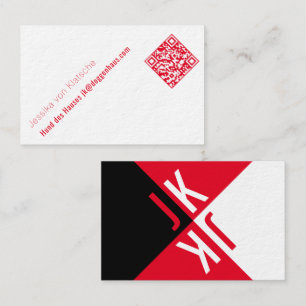 Tarjeta De Visita minimalismo en código QR rojo