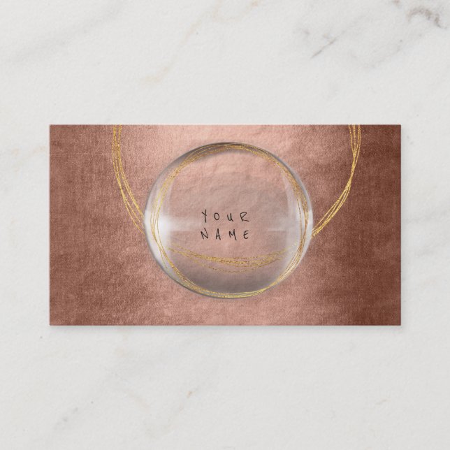 Tarjeta De Visita Minimalismo Golden Relieve metalizado Glass Pink R (Anverso)