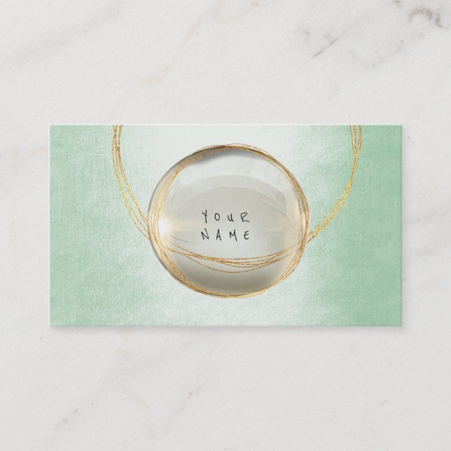 Tarjeta De Visita Minimalismo Golden Relieve metalizado Vidrio Mint  (Anverso)