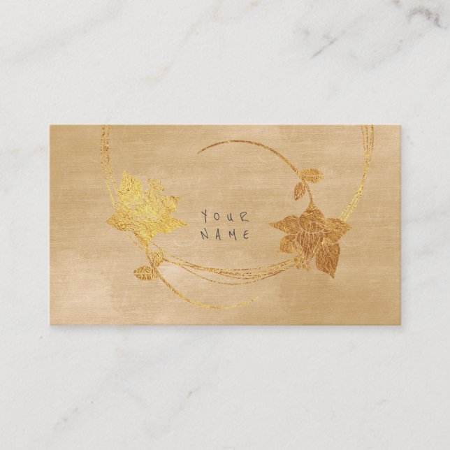 Tarjeta De Visita Minimalismo Vip de terciopelo beige dorado (Anverso)
