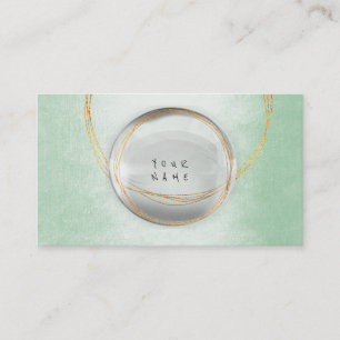 Tarjeta De Visita Minimalismo Vip Verde de cristal de Relieve metali