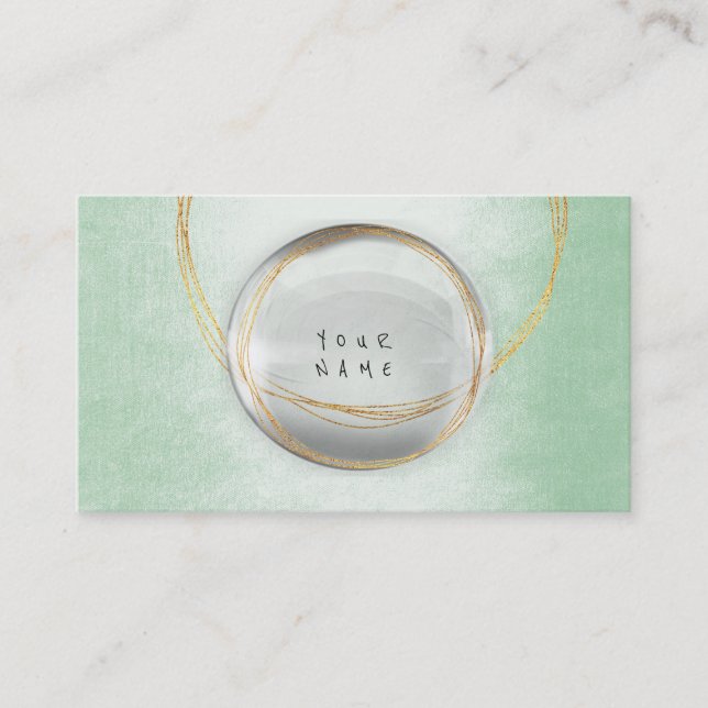 Tarjeta De Visita Minimalismo Vip Verde de cristal de Relieve metali (Anverso)