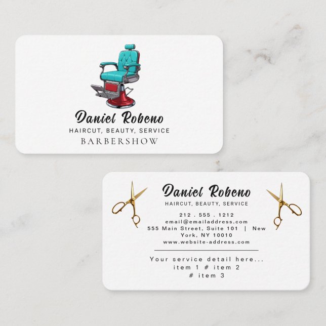 Tarjeta De Visita Minimalist Barber Shop (Anverso / Reverso)