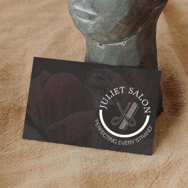 Tarjeta De Visita Minimalist Black and White Hair Stylist Monochrome (Subido por el creador)