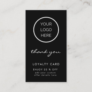 Tarjeta De Visita Minimalist Black Corporate Thank You & Customer Lo