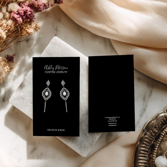 Tarjeta De Visita Minimalist black modern  jewelry earring display (Minimalist black modern jewelry earring display business card)