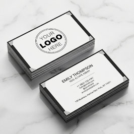 Tarjeta De Visita Minimalist Black White Art Deco Logo