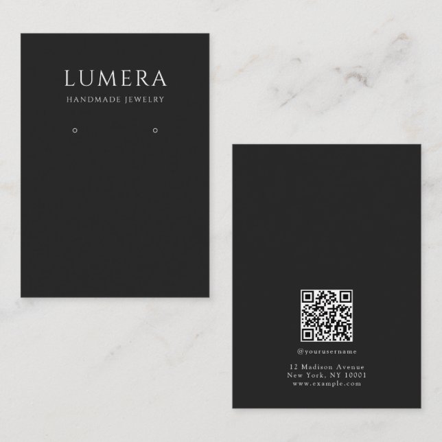 Tarjeta De Visita Minimalist Black & White Jewelry Display Card (Anverso / Reverso)